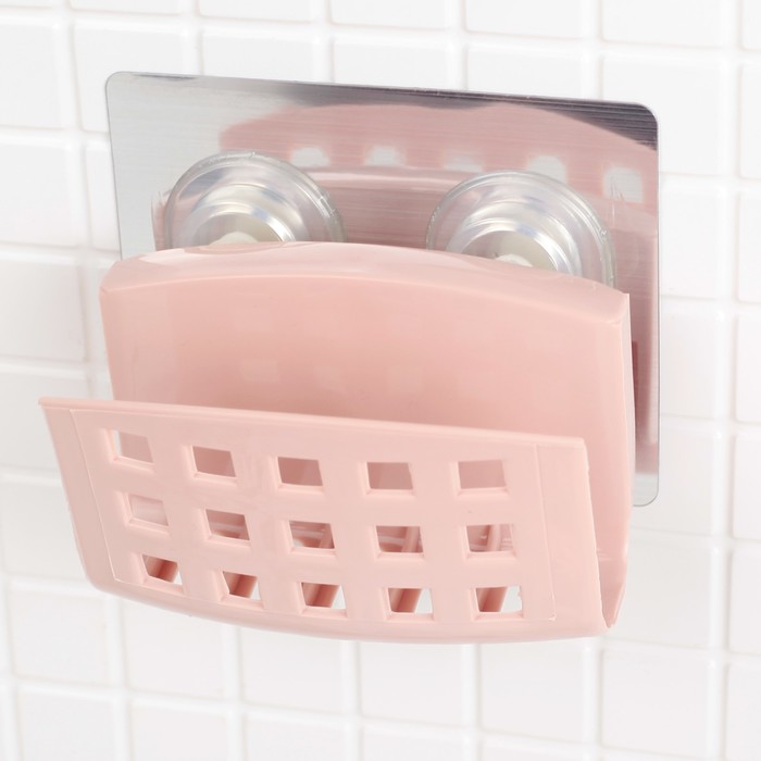 Мыльница на липучке 9,5х6х6 см, цвет МИКС