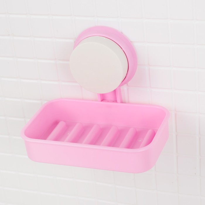 Мыльница на присоске 13,4х8,5х11 см, цвет МИКС