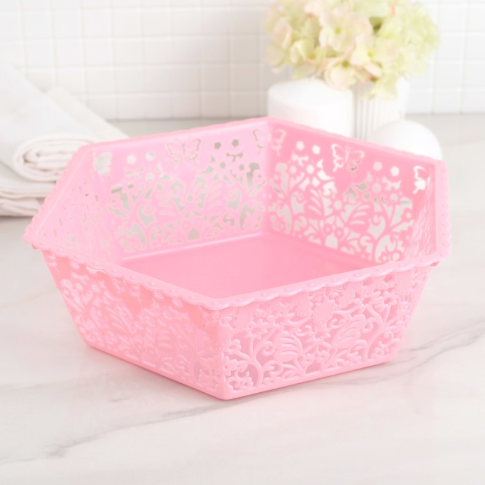 Корзина для хранения 26х23,5х8 см "Бабочки", цвет МИКС