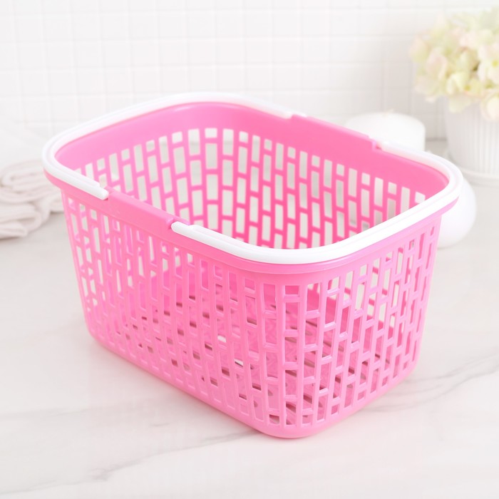 Корзина для хранения с ручками 23.5х16,7х21 см, цвет МИКС