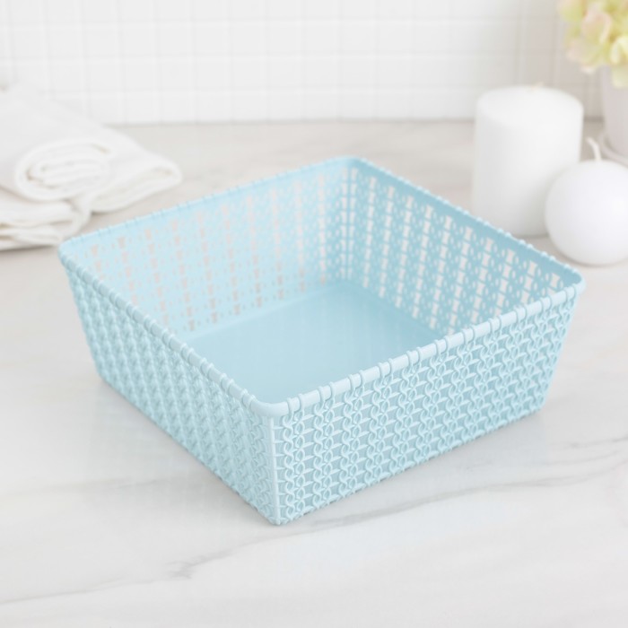 Корзина для хранения "Макраме" 18х18х7,5 см, цвет МИКС