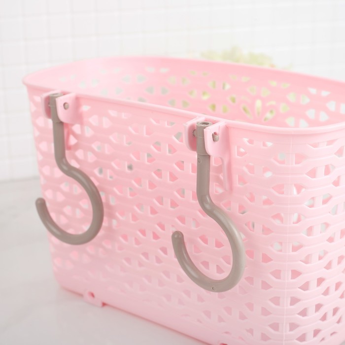 Корзина для хранения с крючками 25,5х13,5х24 см "Цветы", цвета МИКС