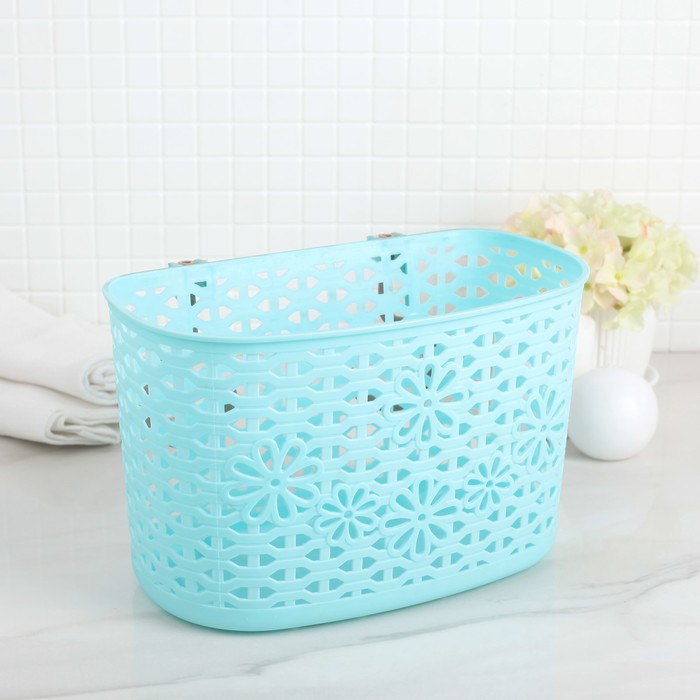 Корзина для хранения с крючками 25,5х13,5х24 см "Цветы", цвета МИКС