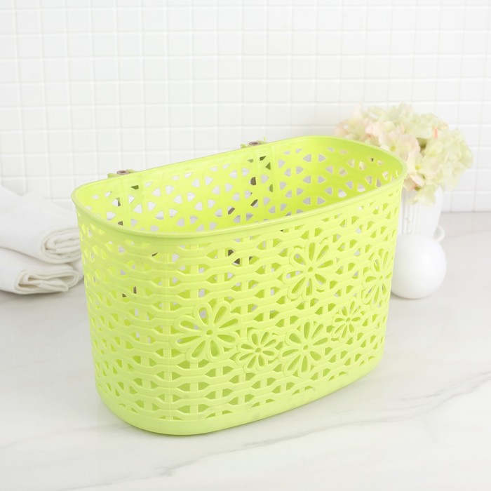 Корзина для хранения с крючками 25,5х13,5х24 см "Цветы", цвета МИКС