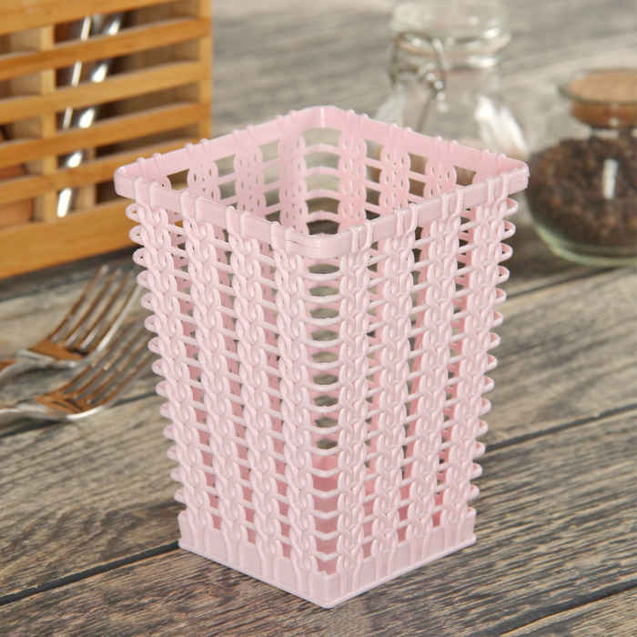 Сушилка для столовых приборов квадратная "Плетение" 9х12 см, цвета МИКС