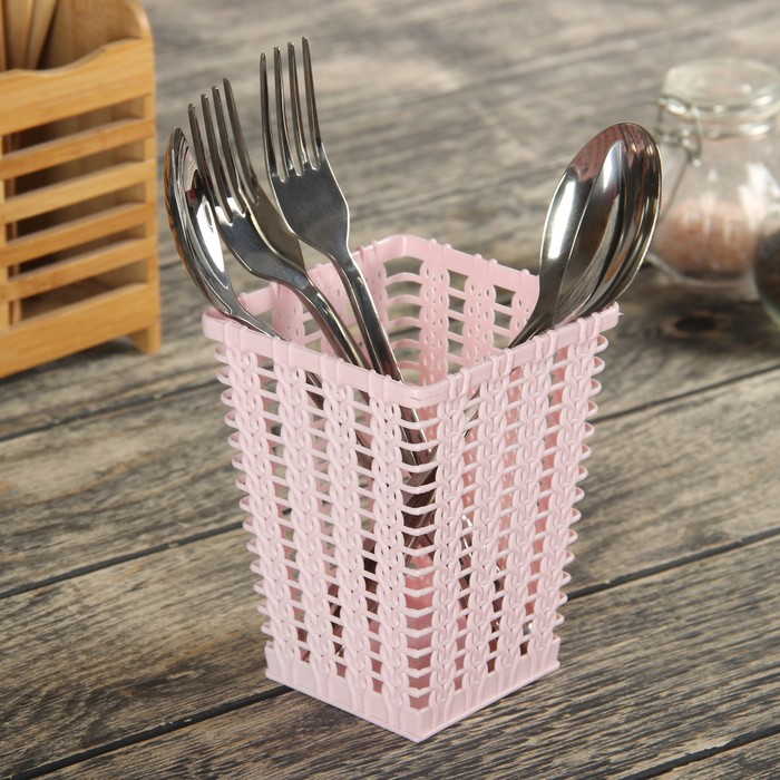 Сушилка для столовых приборов квадратная "Плетение" 9х12 см, цвета МИКС