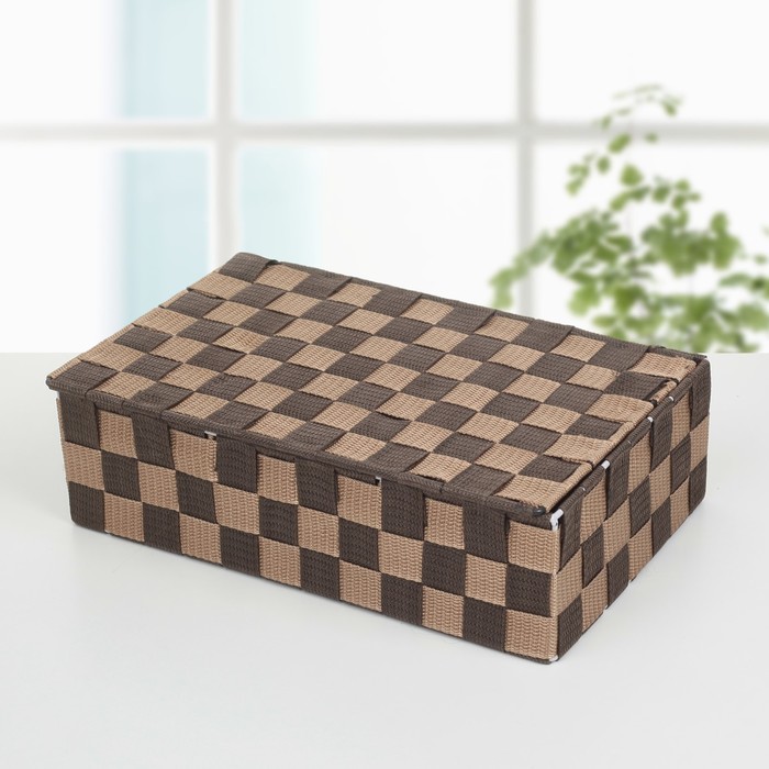 Корзина для хранения с крышкой "Шахматы" 31х21х10 см, цвет коричневый