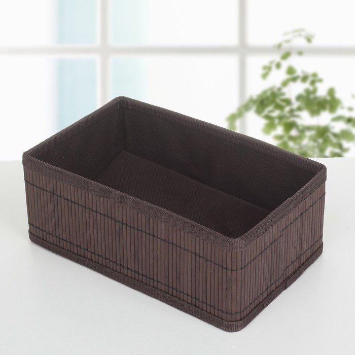 Корзина для хранения плетеная "Бамбук" 22,5х16х12,5 см, малая, цвет темно-коричневый