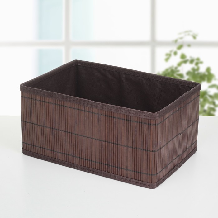 Корзина для хранения плетеная "Бамбук" 30х20х15 см, большая, цвет темно-коричневый