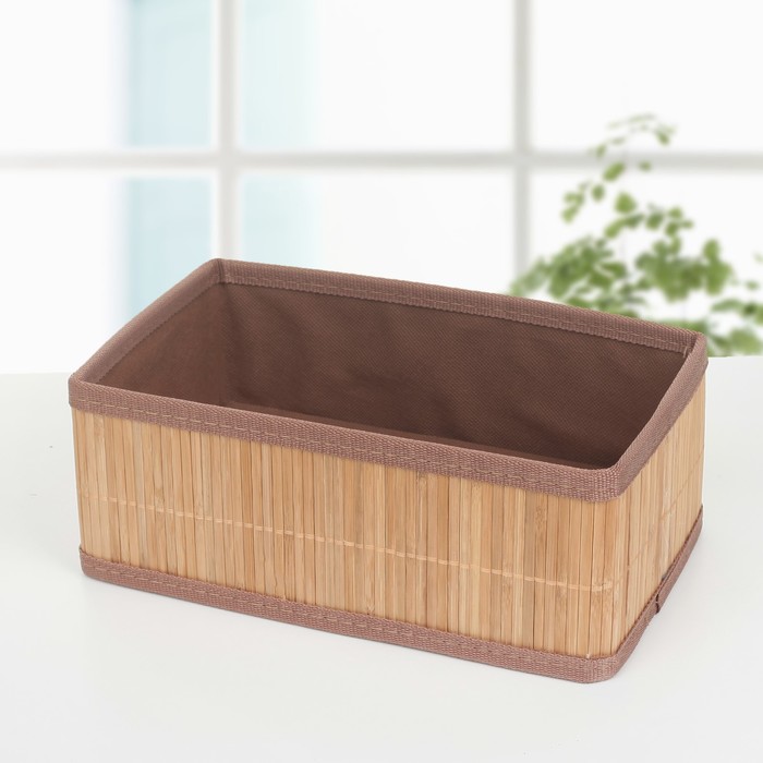 Корзина для хранения плетеная "Бамбук" 26х17х10 см, средняя, цвет коричневый
