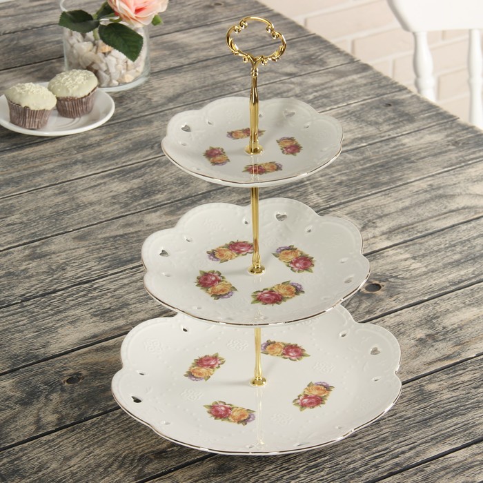 Блюдо 3 яруса "Винтаж" 25/20/15,5 см, цвета МИКС