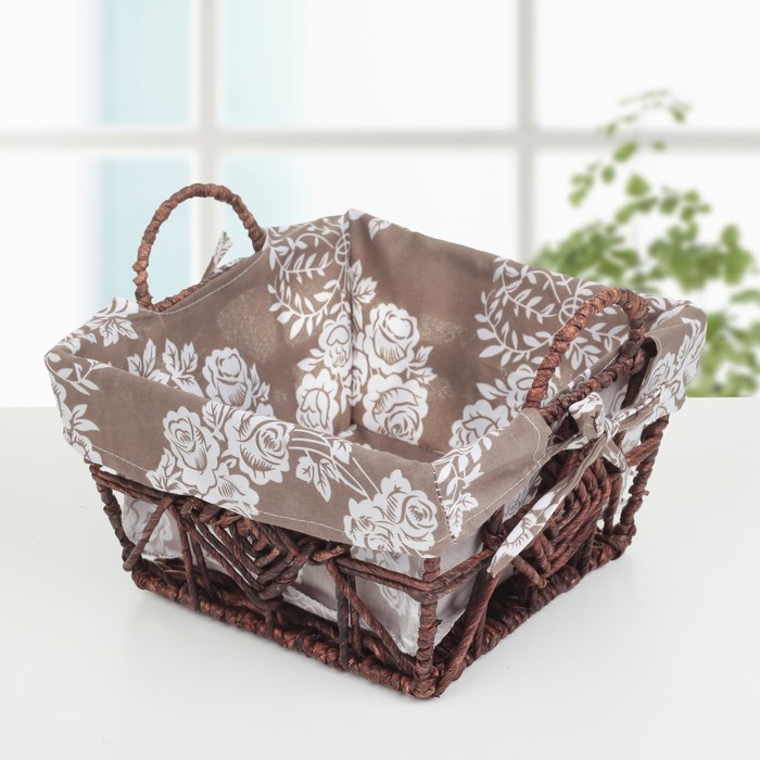 Корзина для хранения плетеная "Розы" 27х25х19 см, средняя