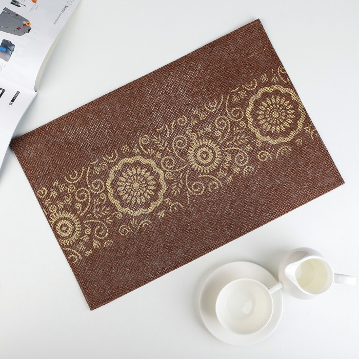 Салфетка кухонная "Узорная тропа" 45х30 см, цвет коричневый