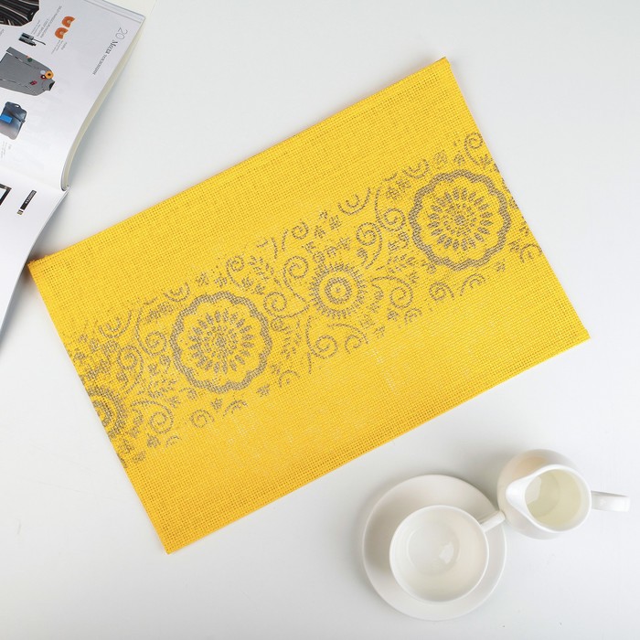 Салфетка кухонная "Узорная тропа" 45х30 см, цвет желтый