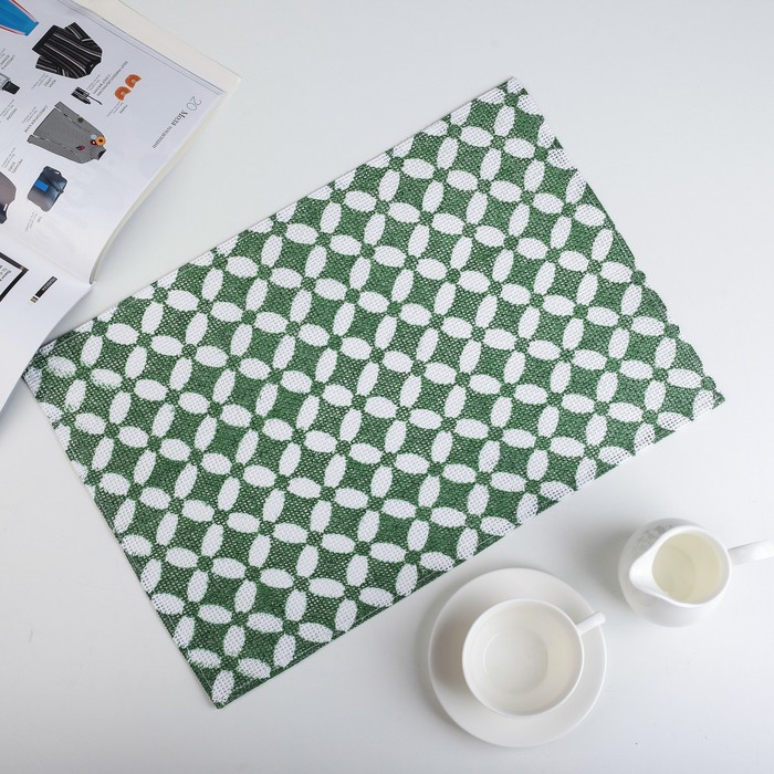 Салфетка кухонная "Ромбы" 45х30 см, цвет зеленый