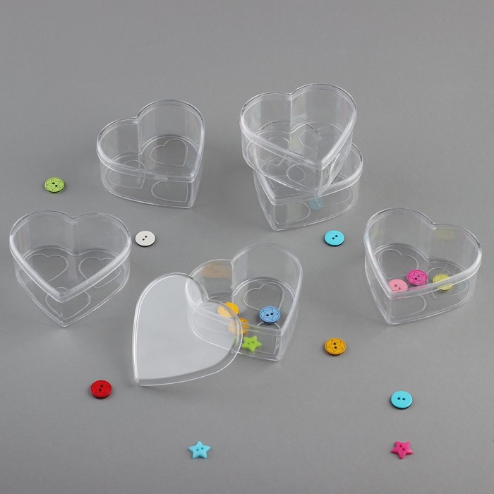 Контейнер для хранения мелочей "Сердца", 7,5*7*3см, цвет прозрачный