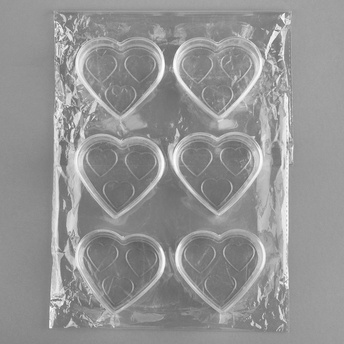 Контейнер для хранения мелочей "Сердца", 7,5*7*3см, цвет прозрачный