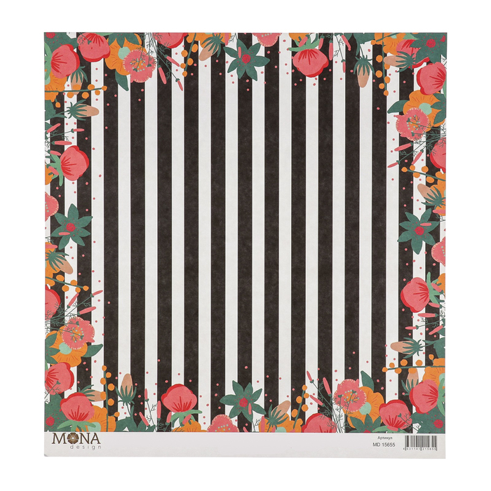 Бумага для скрапбукинга "Цветочные день и ночь" 30,5х30,5 см плотность 190гр/м2