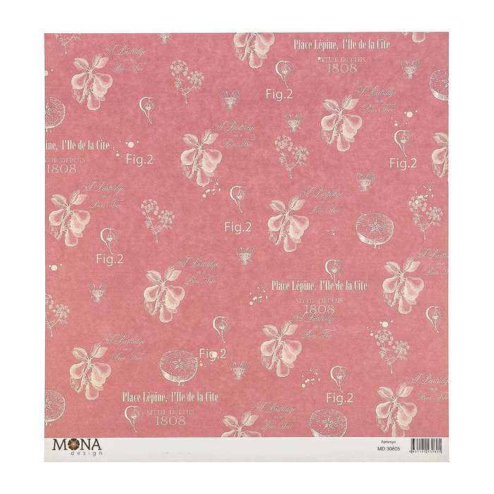 Бумага для скрапбукинга "Нежный" 30,5х30,5 см плотность 190гр/м2