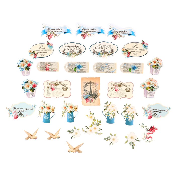 Набор высечек для скрапбукинга (32 элемента) "Французский сад"