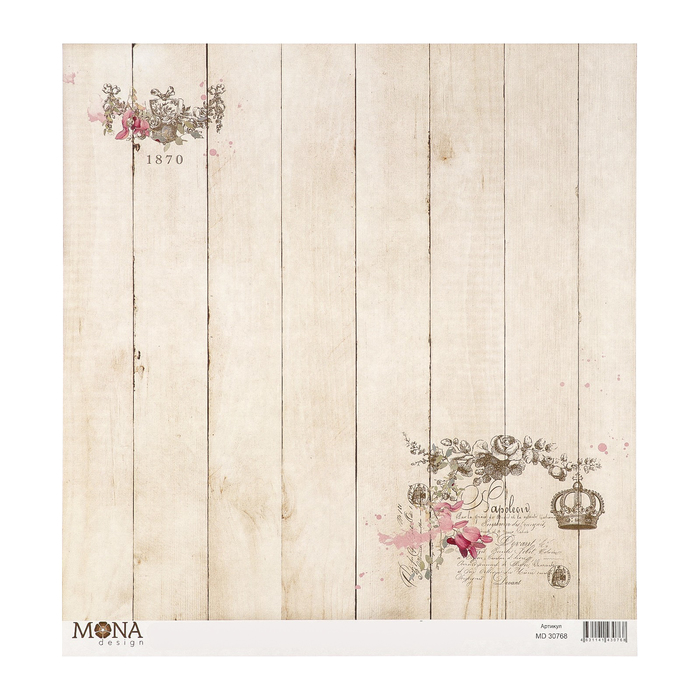 Бумага для скрапбукинга "Душистый горошек" 30,5х30,5 см плотность 190гр/м2