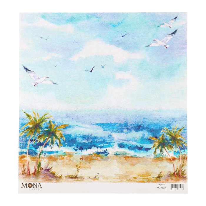 Бумага для скрапбукинга "Звук прибоя" 30,5х30,5 см плотность 190гр/м2