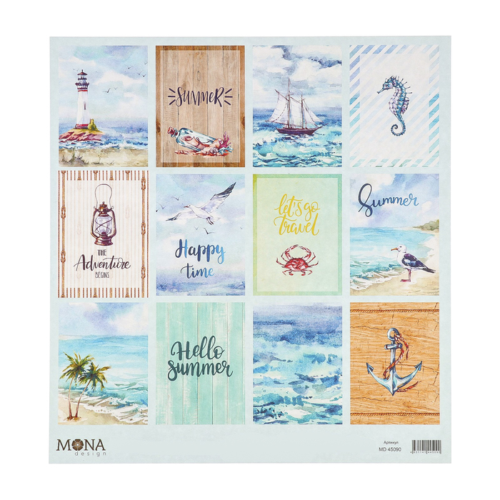 Бумага для скрапбукинга "Карточки. Райские острова" 30,5х30,5 см плотность 190гр/м2