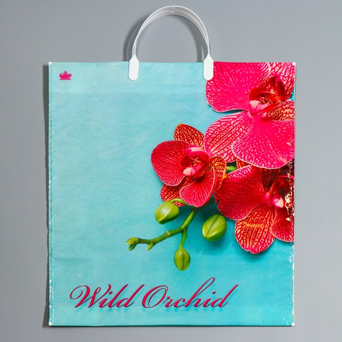Пакет "Розовая орхидея", полиэтиленовый с пластиковой ручкой, 44 х 40 см, 100 мкм