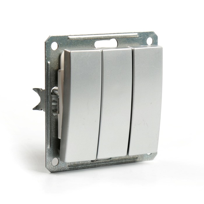 Выключатель "W59" SchE VS0516-351-5-86, 16 А,  3 клавиши, скрытый, цвет матовый хром УЦЕНКА