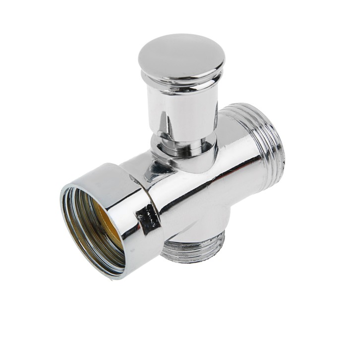 Дивертор для смесителя, переключатель пружинный, с круглой гайкой, цинк, хром