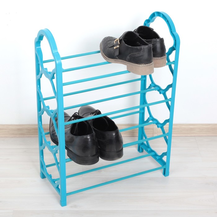 Полка для обуви 4 яруса, 42х19х58 см, синий