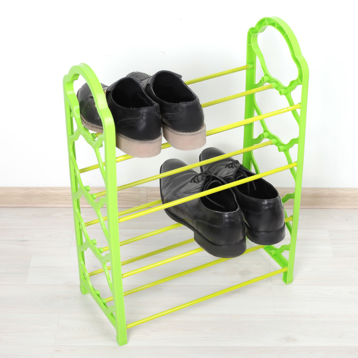 Полка для обуви 4 яруса, 42х19х58 см, зеленый