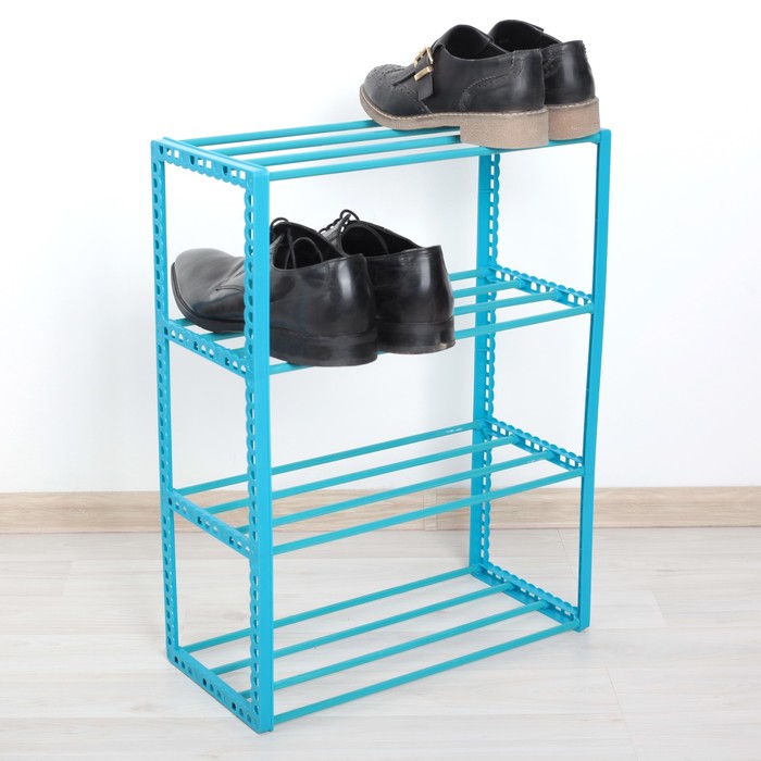 Полка для обуви 4 яруса, 41х19х54,5 см, голубой