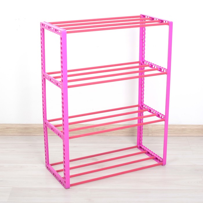 Полка для обуви 4 яруса, 41х19х54,5 см, розовый