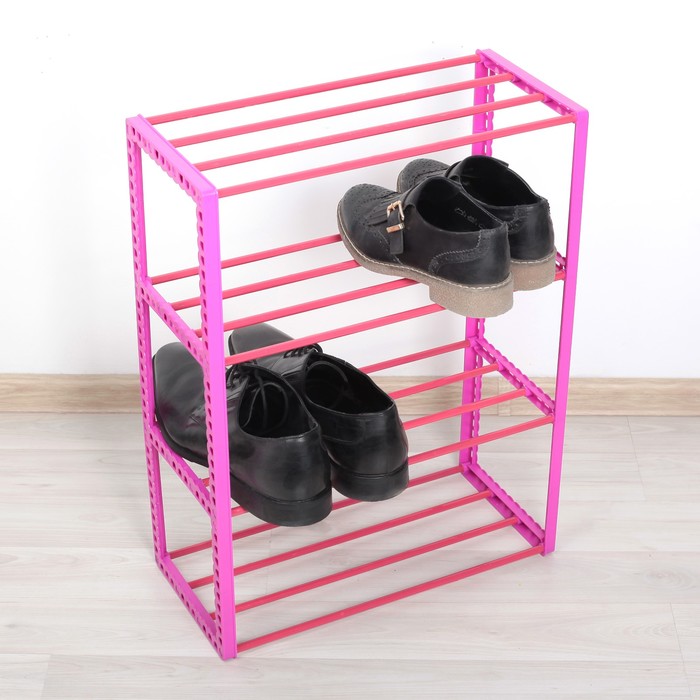 Полка для обуви 4 яруса, 41х19х54,5 см, розовый