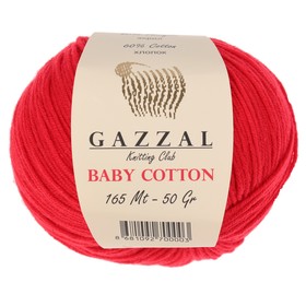 

Пряжа "Baby Cotton" 60% хлопок, 40% полиакрил 165м/50гр (3443 алый)