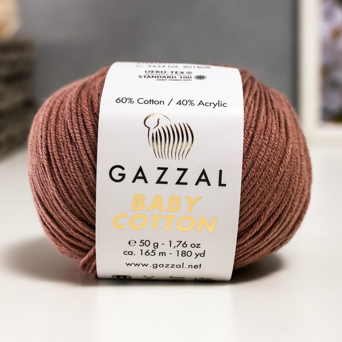 Пряжа "Baby Cotton" 60% хлопок, 40% полиакрил 165м/50гр (3434 мокка)