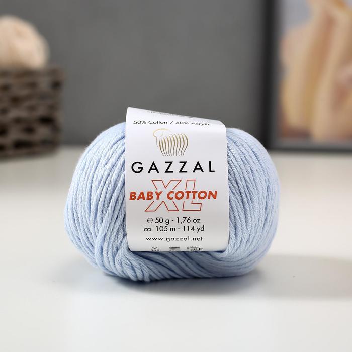 Пряжа "Baby Cotton XL" 50% хлопок, 50% полиакрил 105м/50гр (3429 серо-голубой)