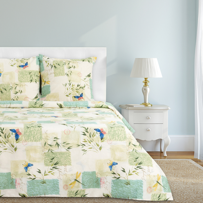 Постельное бельё "Этель" евро Скворцы 200х217 см, 220х240 см, 70х70 см - 2 шт, 100% хл, бязь