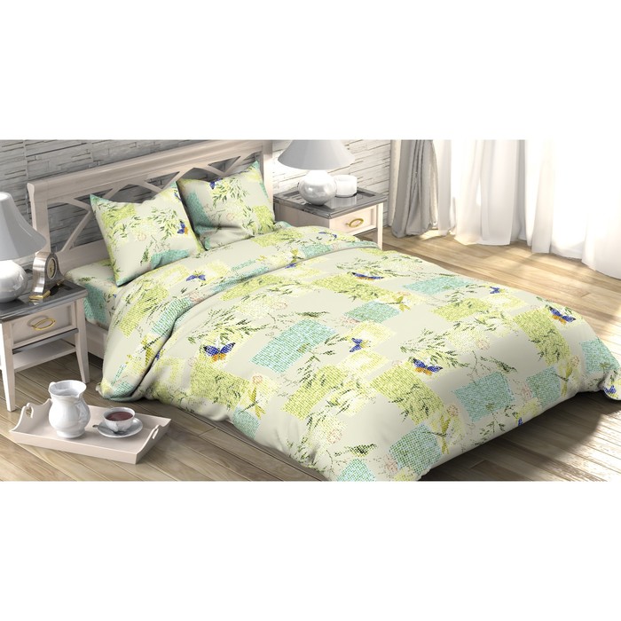 Постельное бельё "Этель" евро Скворцы 200х217 см, 220х240 см, 70х70 см - 2 шт, 100% хл, бязь