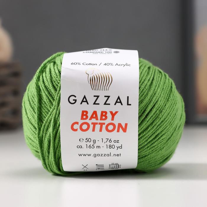 

Пряжа "Baby Cotton" 60% хлопок, 40% полиакрил 165м/50гр (3448 трава)