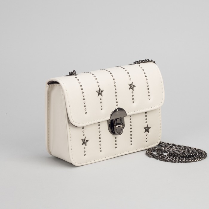 Сумка женская, отдел на замке, длинная цепь, цвет бежевый