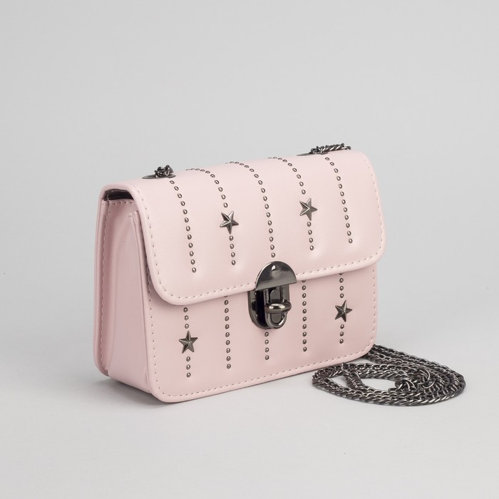 Сумка женская, отдел на замке, длинная цепь, цвет розовый