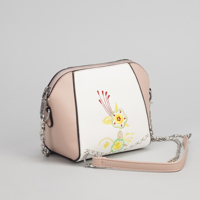 Сумка женская, отдел на молнии, длинная цепь, цвет розовый