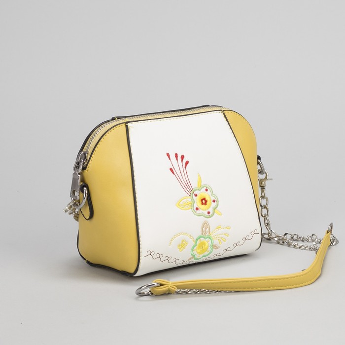 Сумка женская, отдел на молнии, длинная цепь, цвет жёлтый