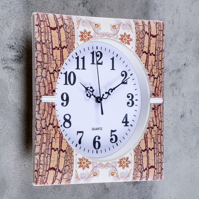 Часы настенные, серия Весеннее настроение «Цветы», квадратные, коричневые, 25х25 см