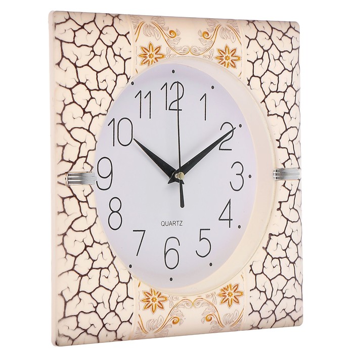 Часы настенные, серия Весеннее настроение, квадратные, циф-т круглый, рама трещины, 25х25 см