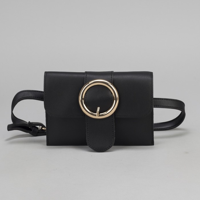 Сумка на пояс L-660, 19*1*14, 2 отдела на магните, дл ремень, черный