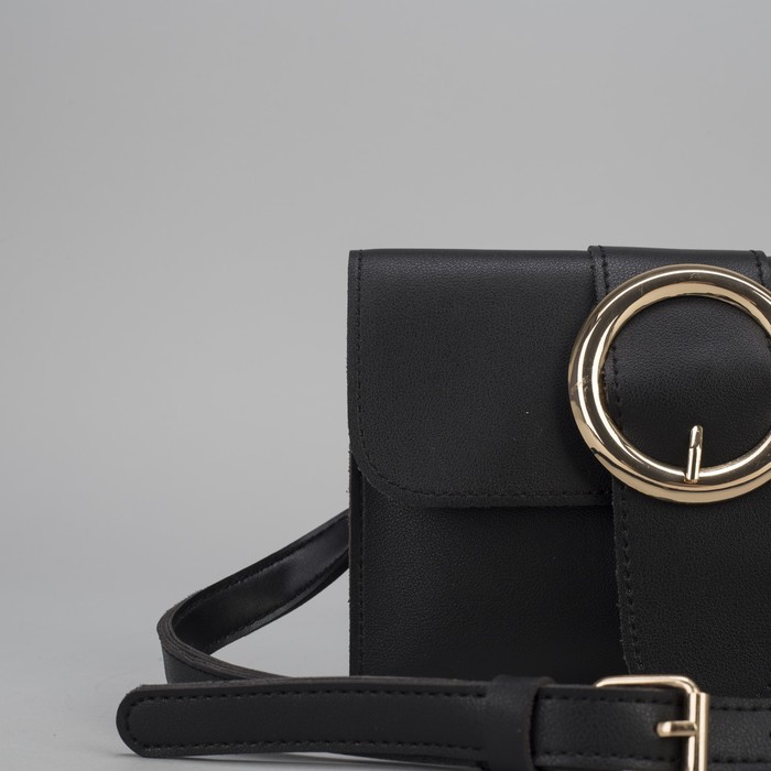 Сумка на пояс L-660, 19*1*14, 2 отдела на магните, дл ремень, черный