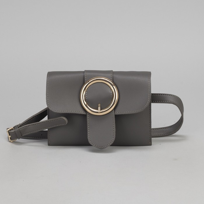 Сумка на пояс L-660, 19*1*14, 2 отдела на магните, дл ремень, серый